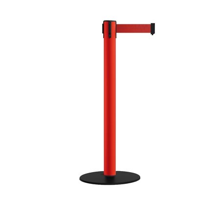 MONTOUR LINE Retractable Belt Stanchion, Low Base, 3" Red Post 16' Red Belt MSX650-RD-RD-160